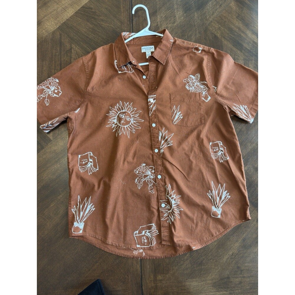 Arizona Jean Co. Button Up Shirt Mens XL Rust Casual Vacation Beach